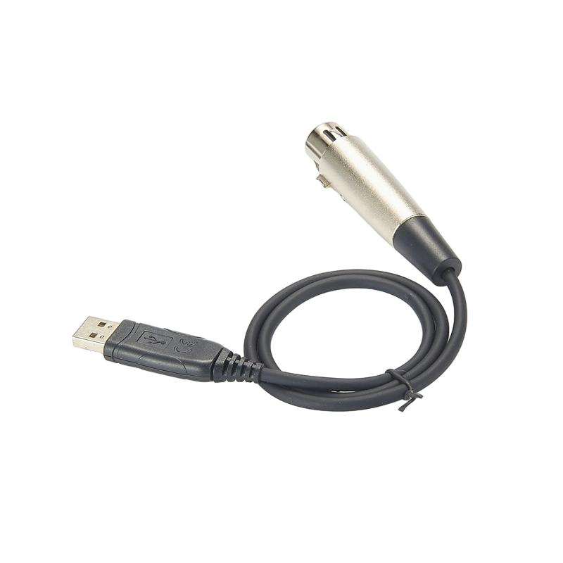 XLR to USB2.0 XLR USB Audio Interface Cable With 30cm Round Black Cable