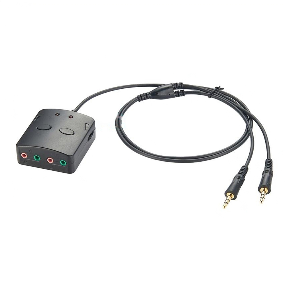 Caja de entrenamiento para auriculares de computadora con enchufe dual de 3,5 mm a 3,5 mm con cable negro redondo de 100 cm