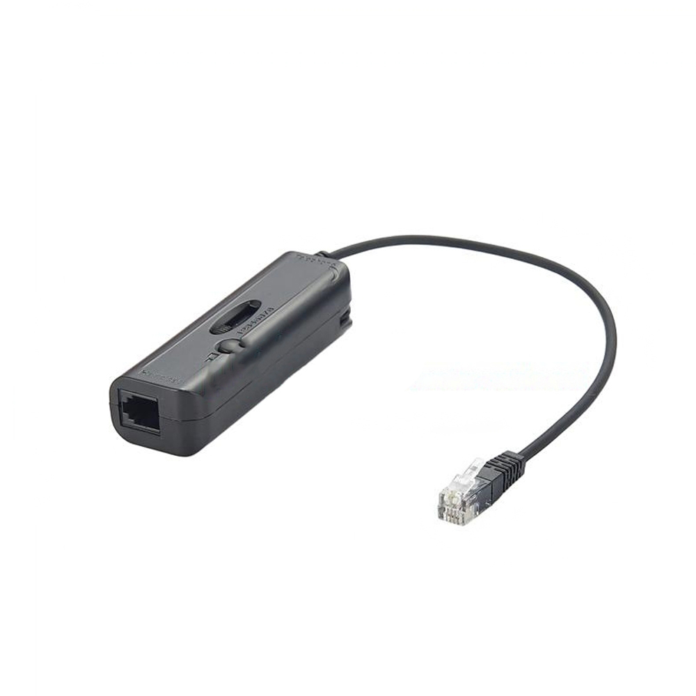 Adaptador de auriculares RJ9 a RJ9 RJ9 con interruptor de 8 líneas de circuito con cable negro redondo de 15 cm