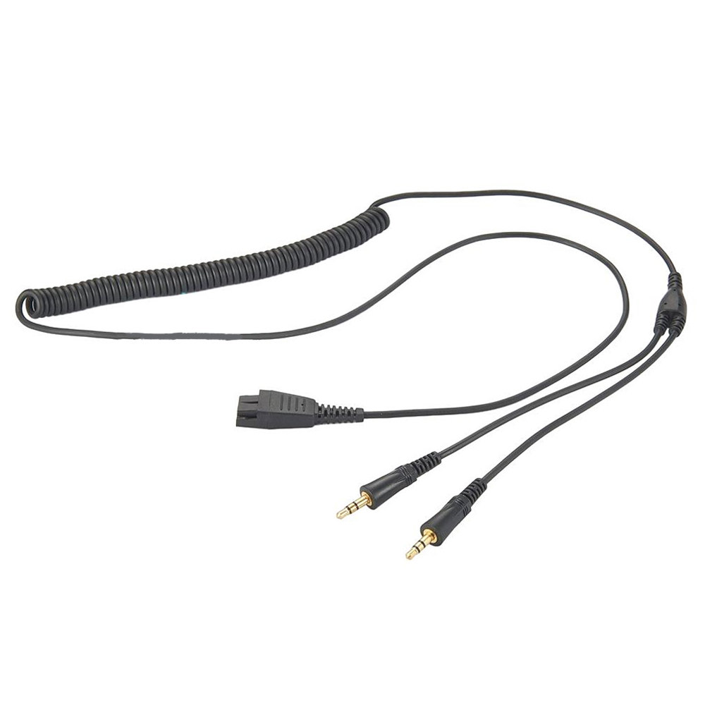 Cable adaptador Qd de 3,5 mm a Jabra 8734-599 con cable negro redondo de 50 cm