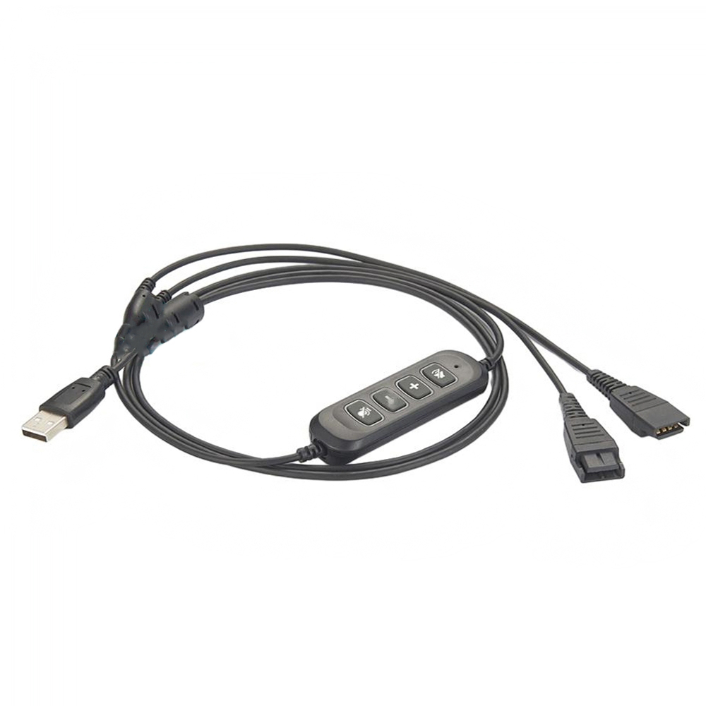 Cable de entrenamiento USB2.0 a QD Jabra Link 265 con cable negro redondo de 100 cm