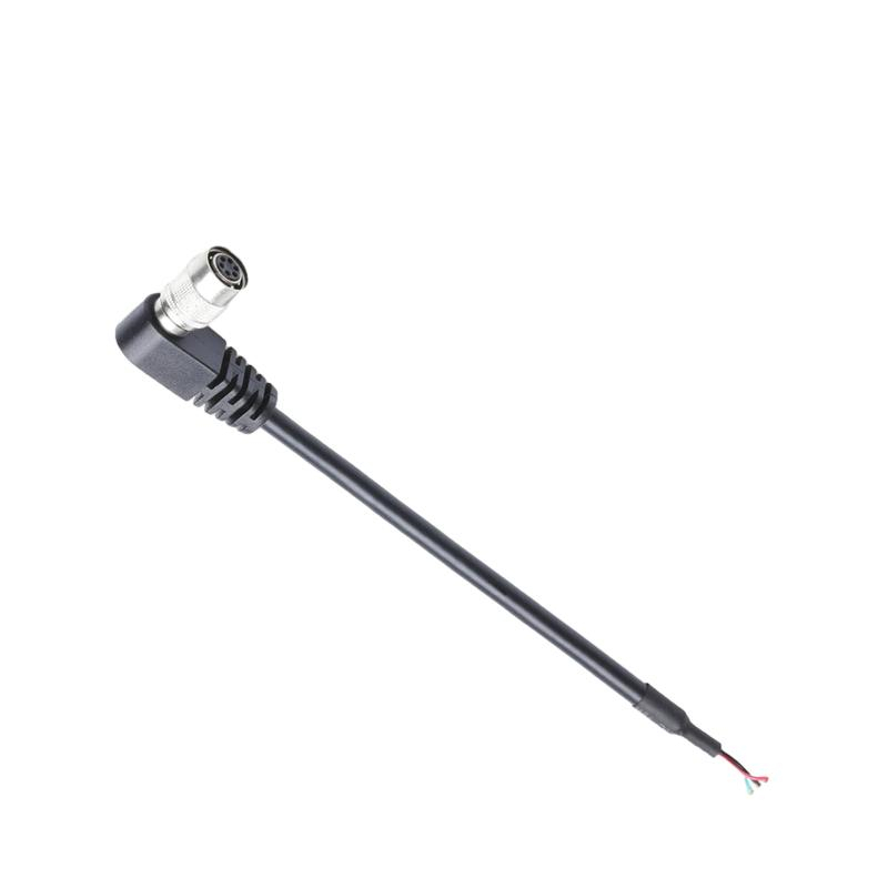 HR 6-Pin to HR10A-10p-6s Right Angle Analog Camera HR Cable With 30cm Round Black Cable