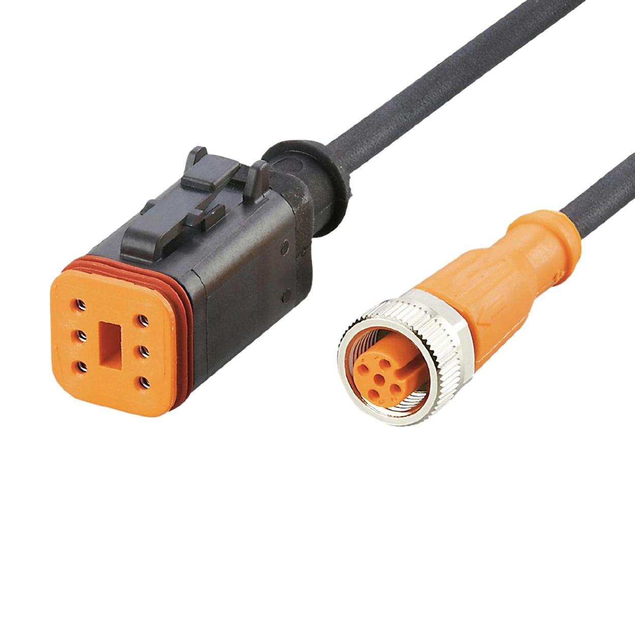 DT-Stecker auf M12-A-Kodierungskabel mit 100 cm rundem, geteiltem schwarzem Kabel