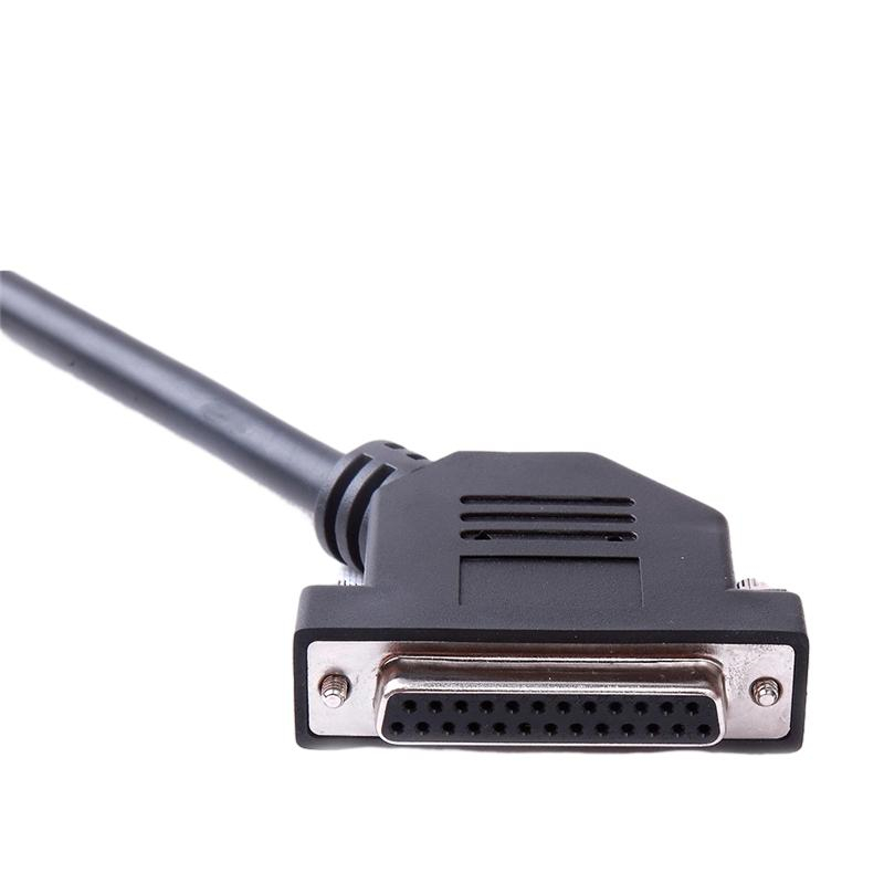 DB25 Male to Female 45 Degree Angled Cable With 30cm Round Black Cable