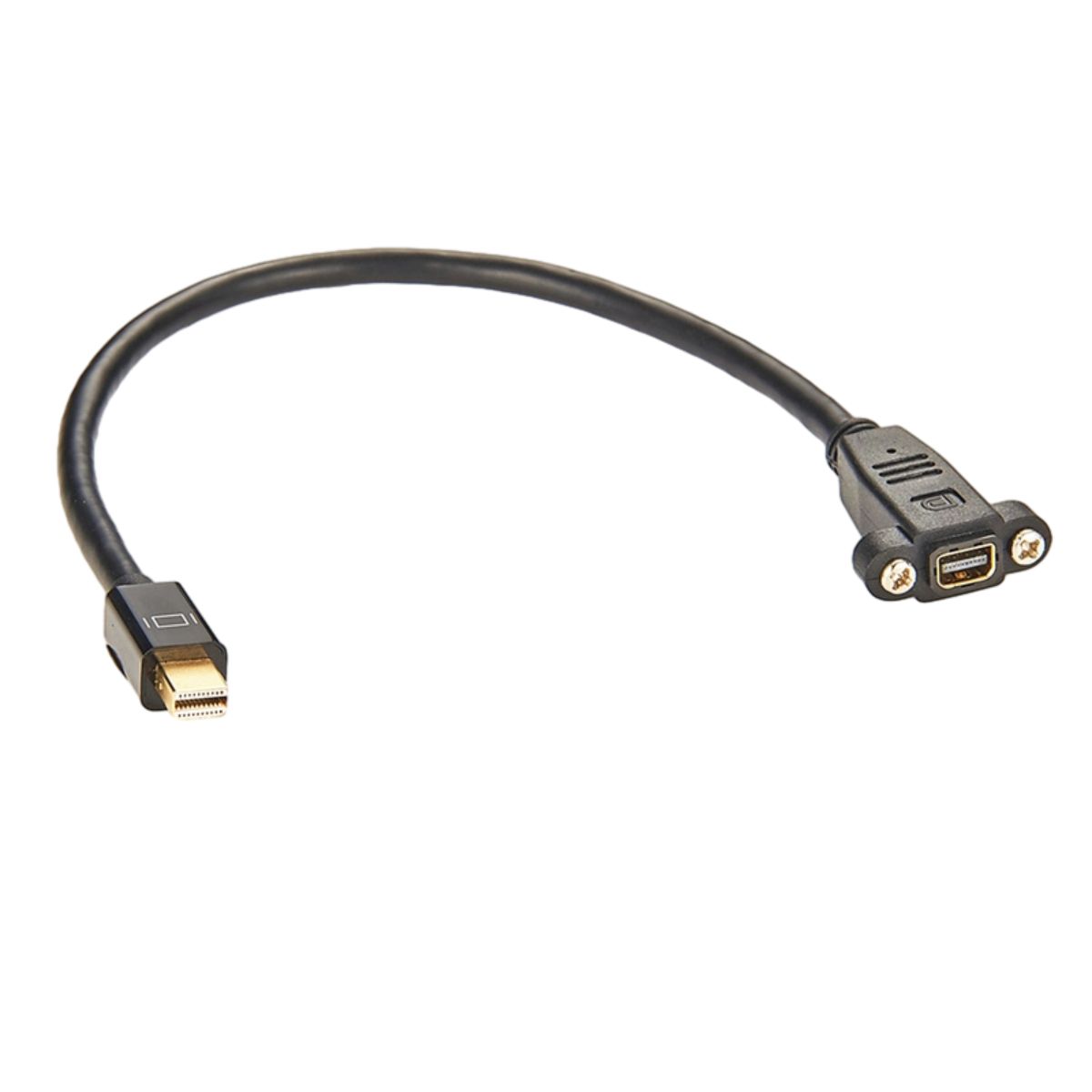 MiNi DP - MiNi DP ミニ Displayport パネル マウント ケーブル (30cm 丸型黒ケーブル付き)