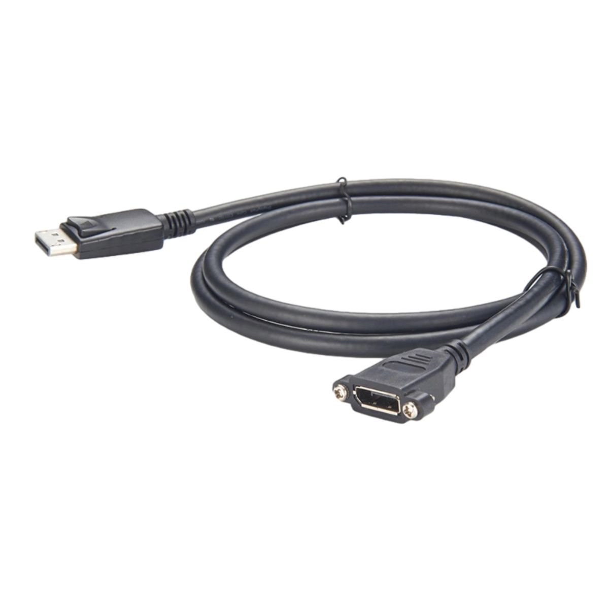 Displayport パネル マウント延長ケーブル オス - メス デジタル ビデオ用 100cm ラウンド ブラック ケーブル付き