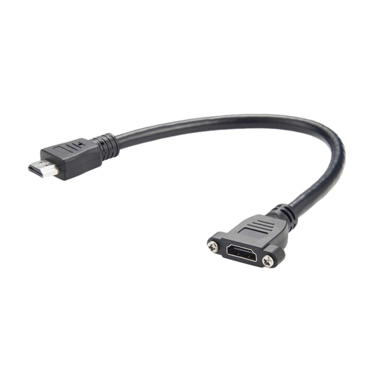 HDMI to HDMI Panel Mount HDMI Cable With 30cm Round Black Cable