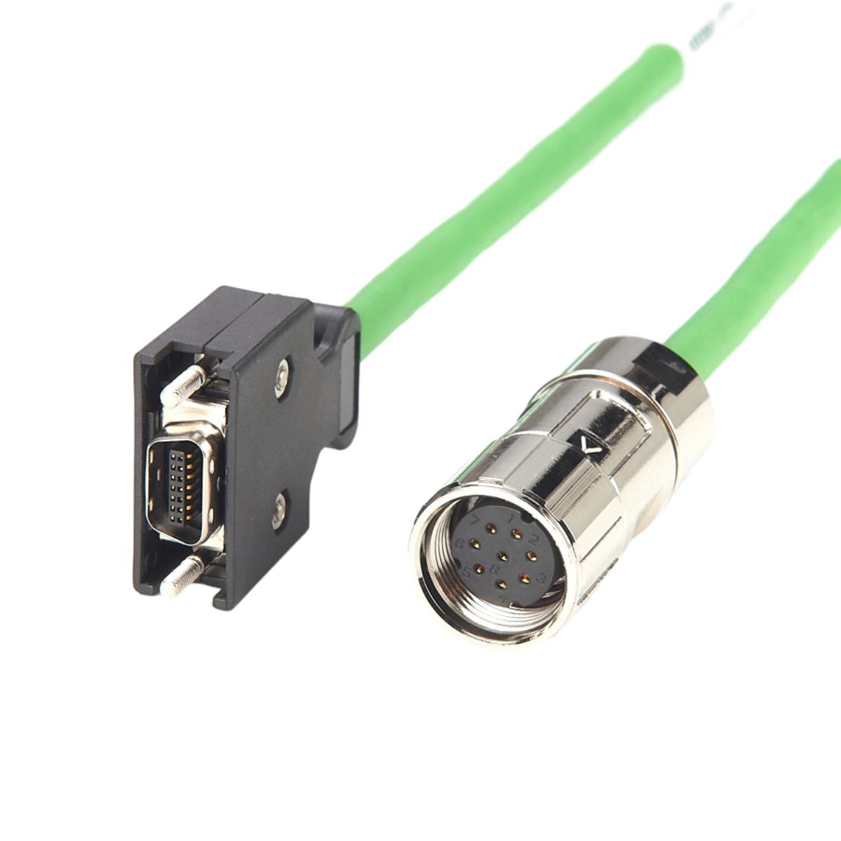 M23 8-Pin to HPCN 14-Pin Servo Encoder Cable 6fx3002-2CT12-1ad0 With 100cm Round Green Cable