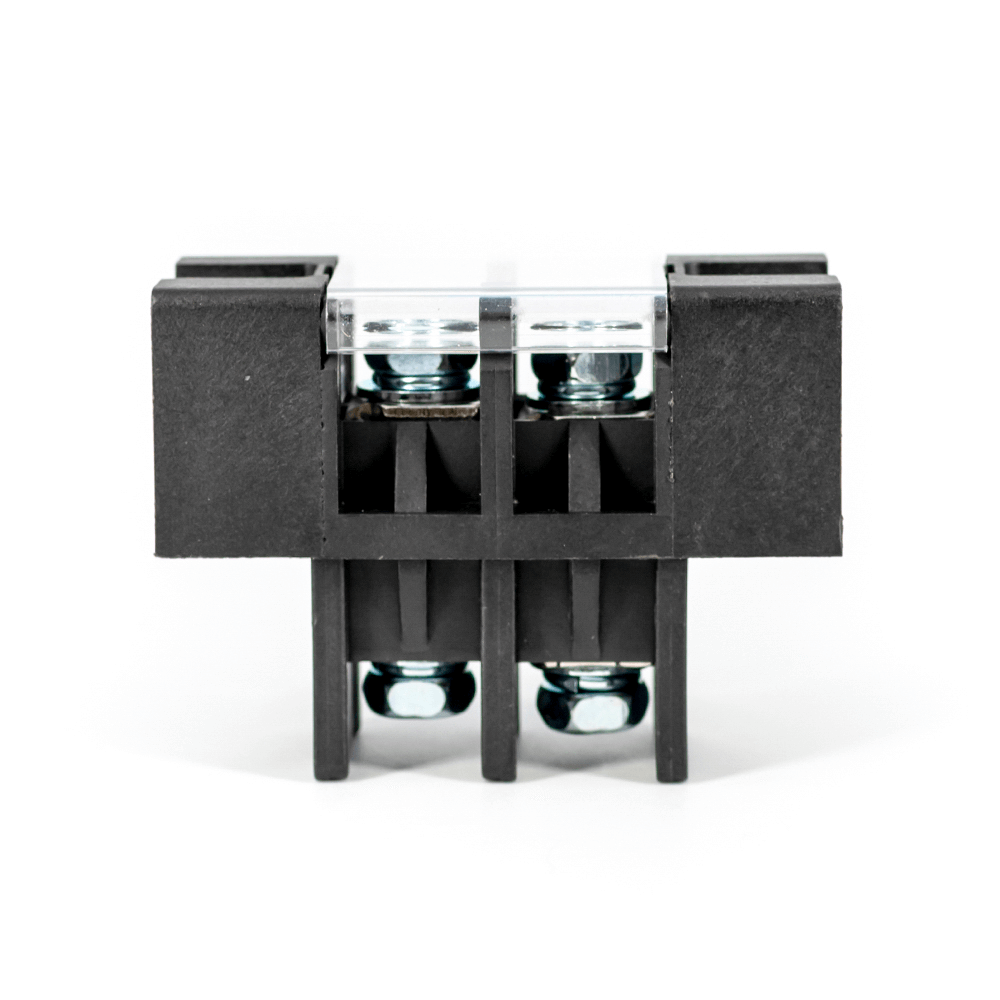 Feed Through Type Barrier Terminal Block for UPS Battery 2 Circuts Pitch 16mm Black