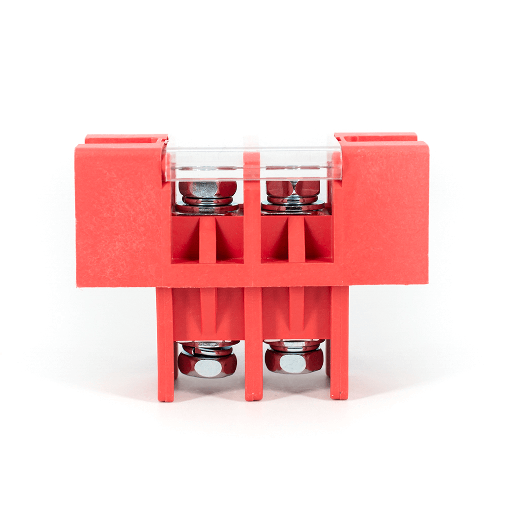 Feed Through Type Barrier Terminal Block for UPS Battery 2 Circuts Pitch 16mm Red