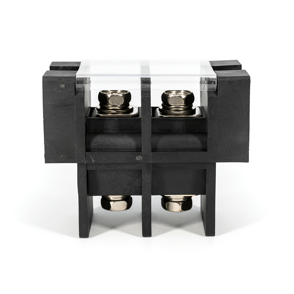 Feed Through Type Barrier Terminal Block for UPS Battery 2 Circuts Pitch 27mm Black