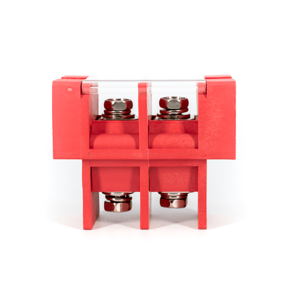Feed Through Type Barrier Terminal Block for UPS Battery 2 Circuts Pitch 27mm Red