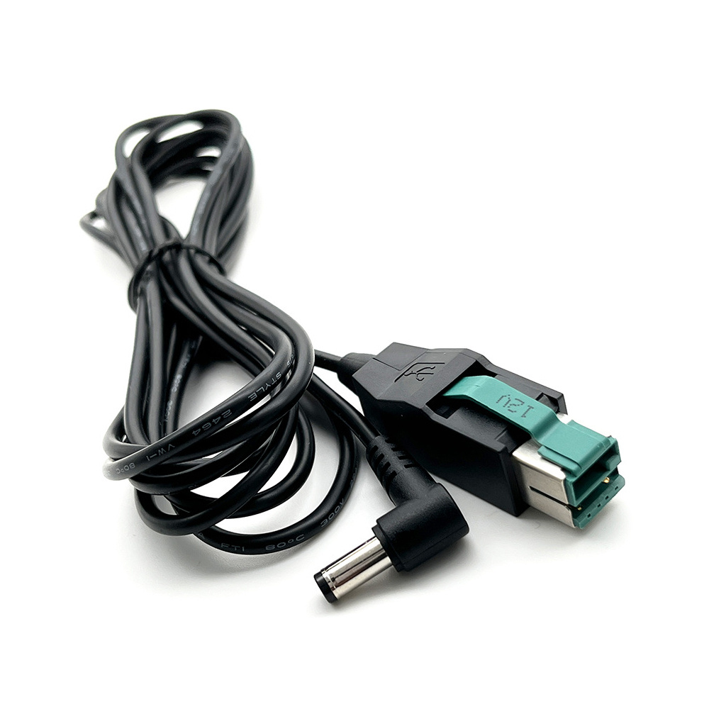 POS 终端电源线 USB 12V 转 DC5.5 直角插头 1.5m