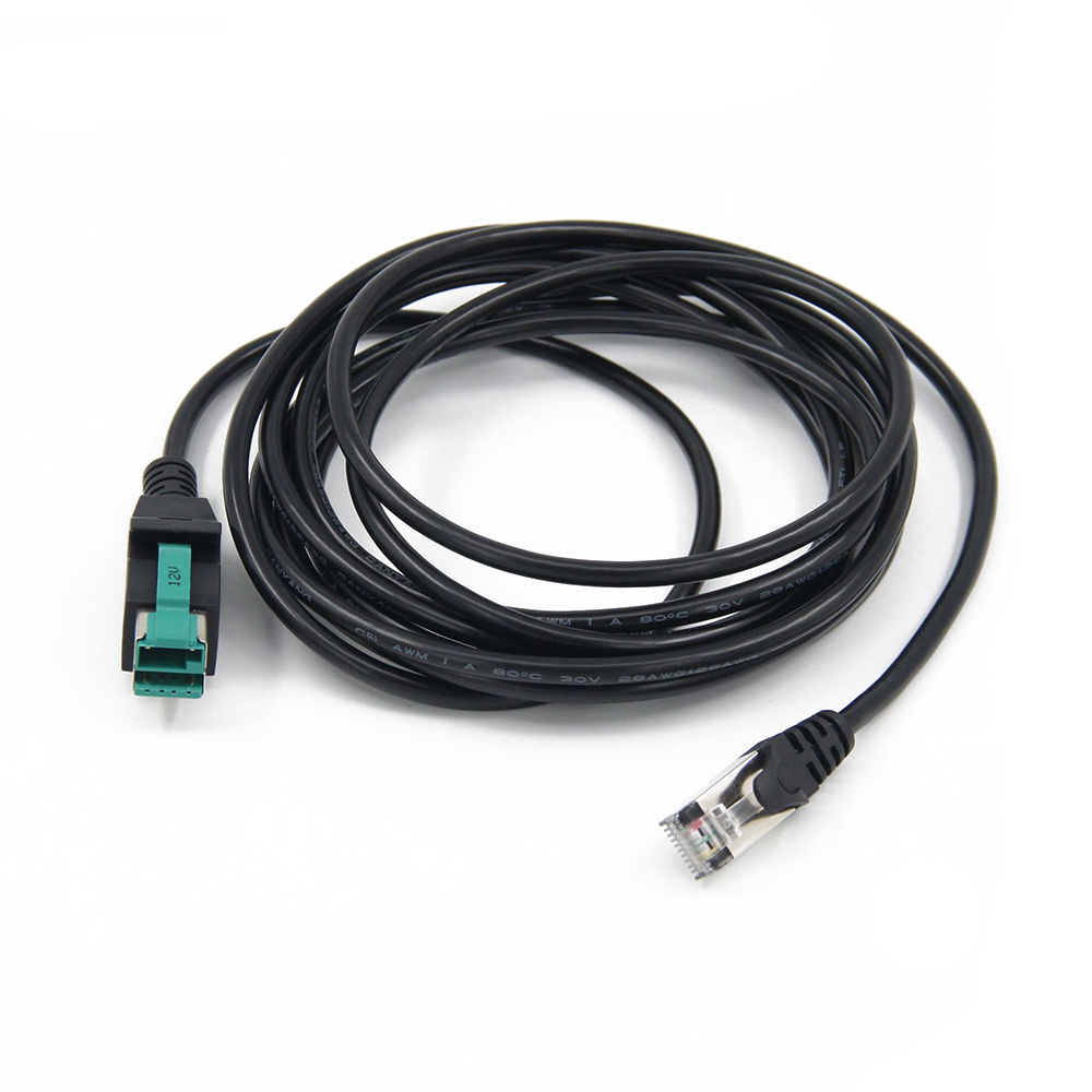 打印电缆 POS 终端电缆 12V 电源 USB 转 RJ45 2m