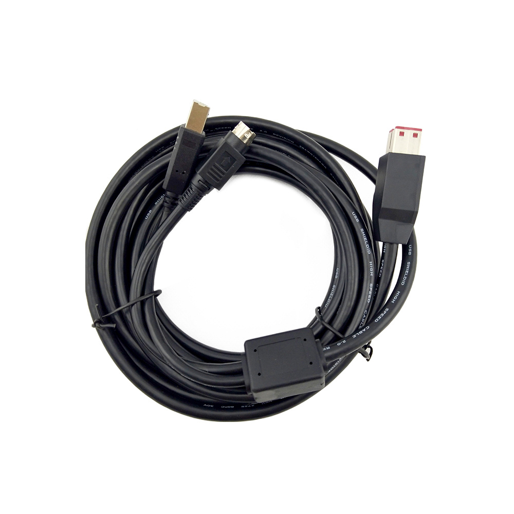 24V 供电 USB 转 DIN 3P+USB B 型 Y 型 POS 连接电缆 1.8m