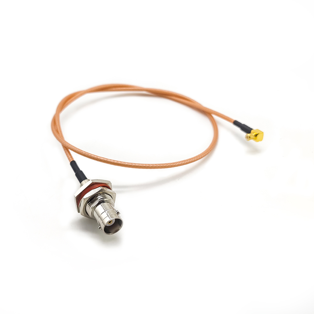 BNC Jack Bulkhead Front Side Nut to MCX Plug Right Angle RF Cable Assembly With 50cm 50 Ohm RG316 Coax