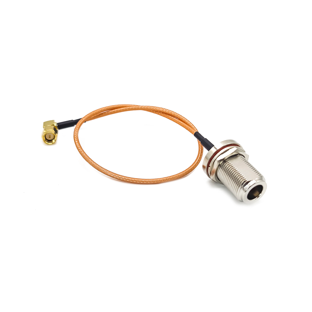 SMA Male Right Angle to Bulkhead Waterproof N Female Pigtail Cable Assembly With 30cm 50 Ohm RG316 Coax