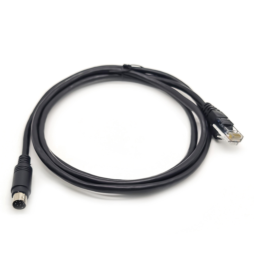 RJ45 to Mini DIN 8 Pin Cable With 30cm Round White Cable