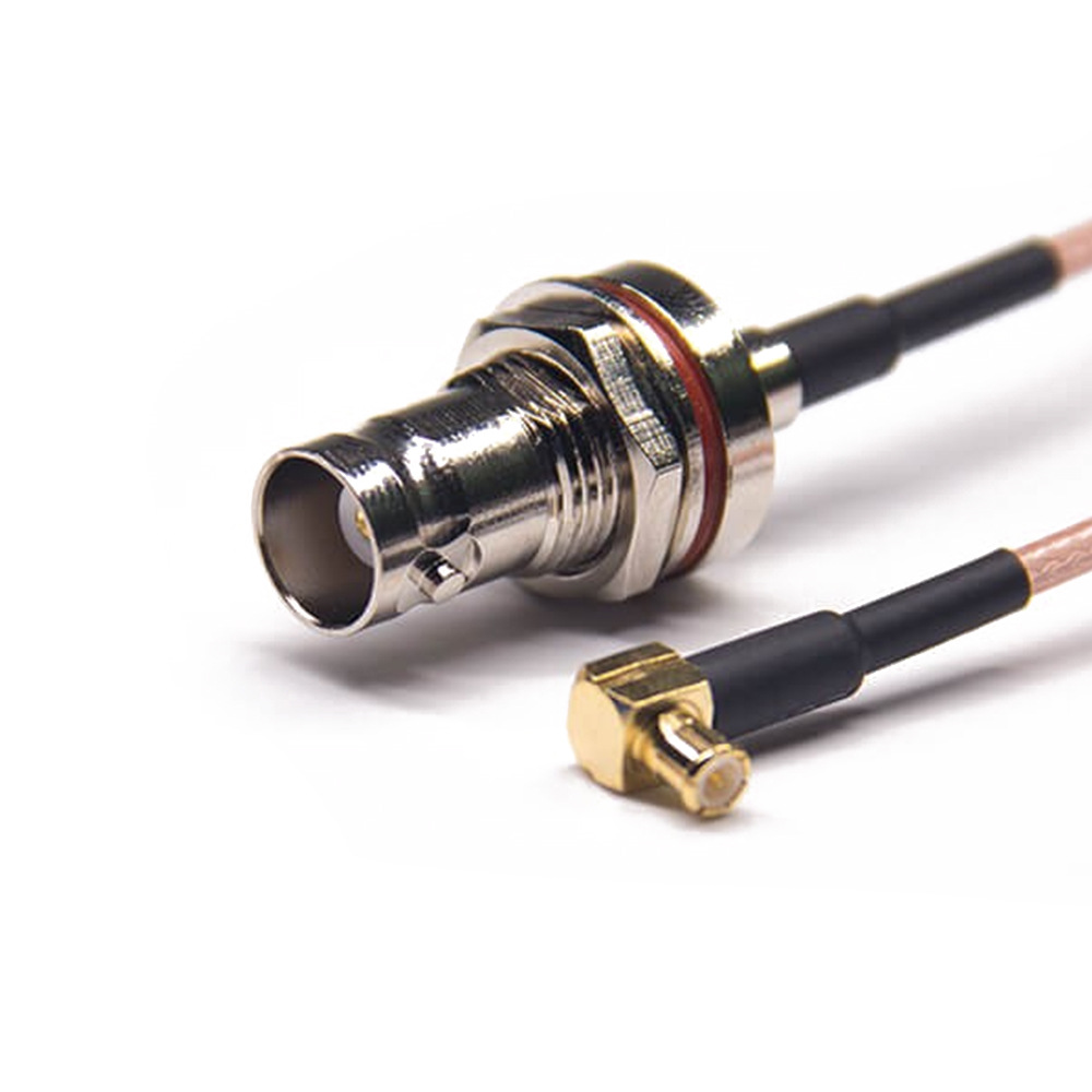BNC Jack Bulkhead Front Side Nut to MCX Plug Right Angle RF Cable Assembly With 100cm 50 Ohm RG316 Coax