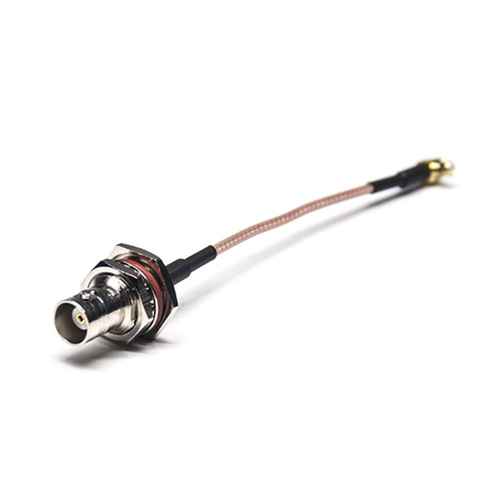 BNC Jack Bulkhead Front Side Nut to MCX Plug Right Angle RF Cable Assembly With 10cm 50 Ohm RG316 Coax