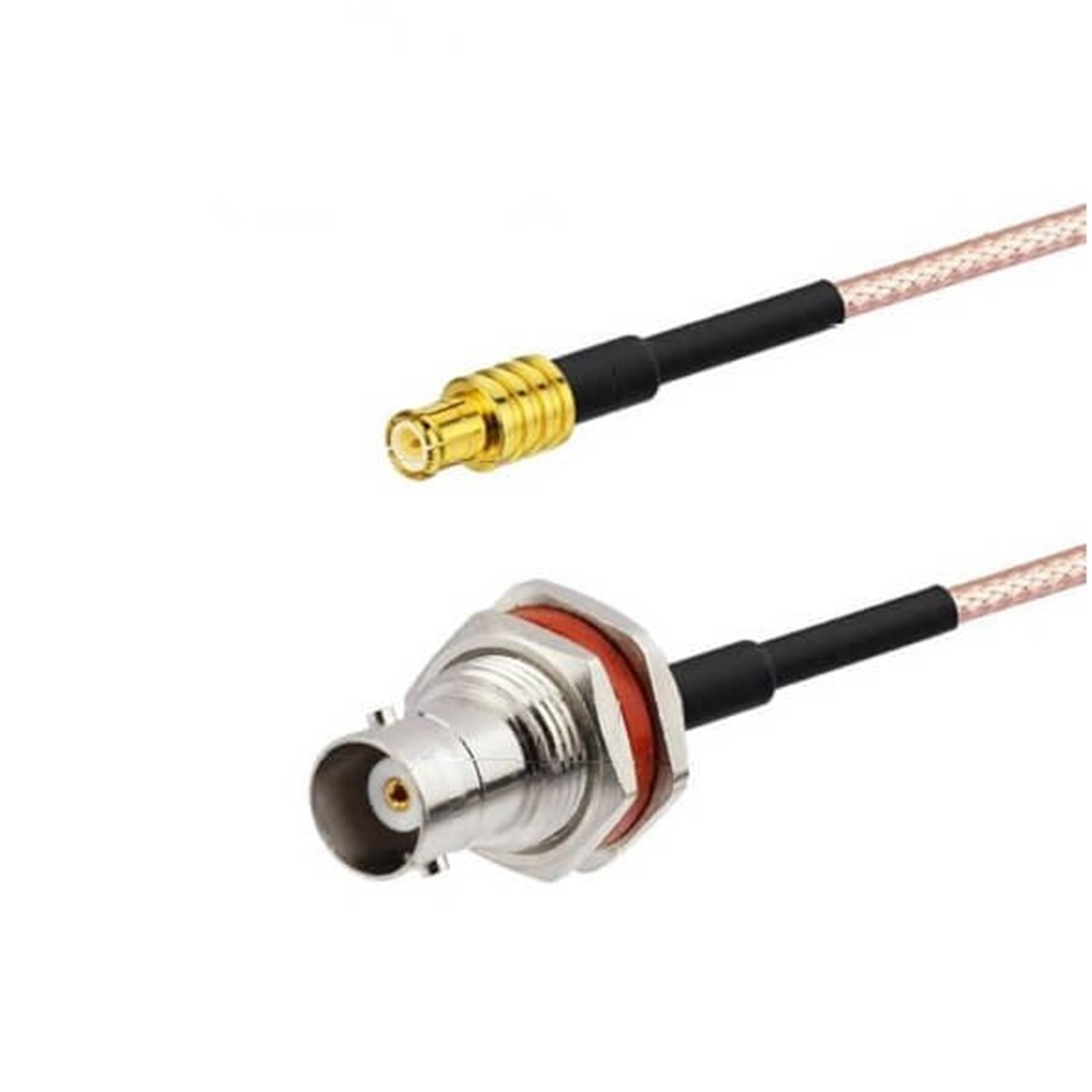 BNC Jack Bulkhead Front Side Nut to MCX Plug RF Cable Assemblies With 10cm 50 Ohm RG316 Coax
