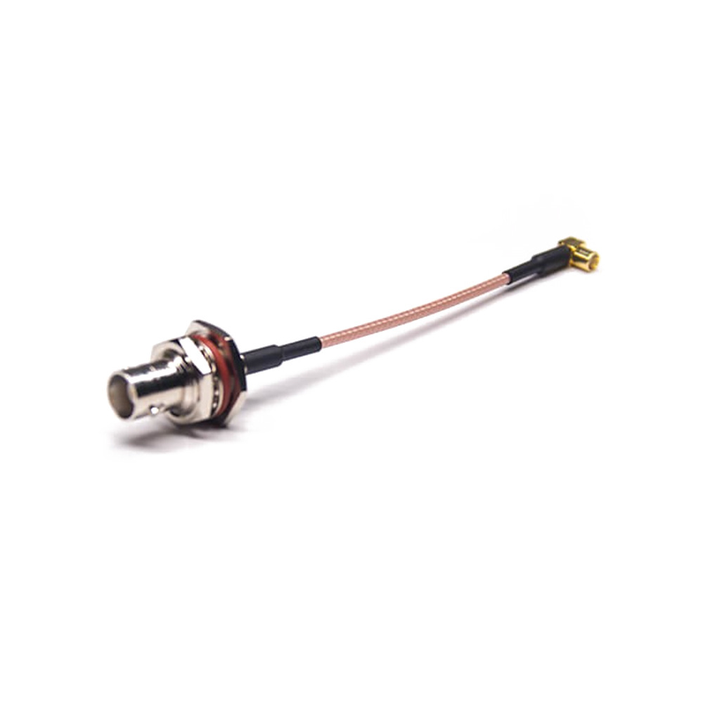 BNC Jack Bulkhead Front Side Nut to MCX Jack Right Angle RF Cable Assembly With 10cm 50 Ohm RG316 Coax