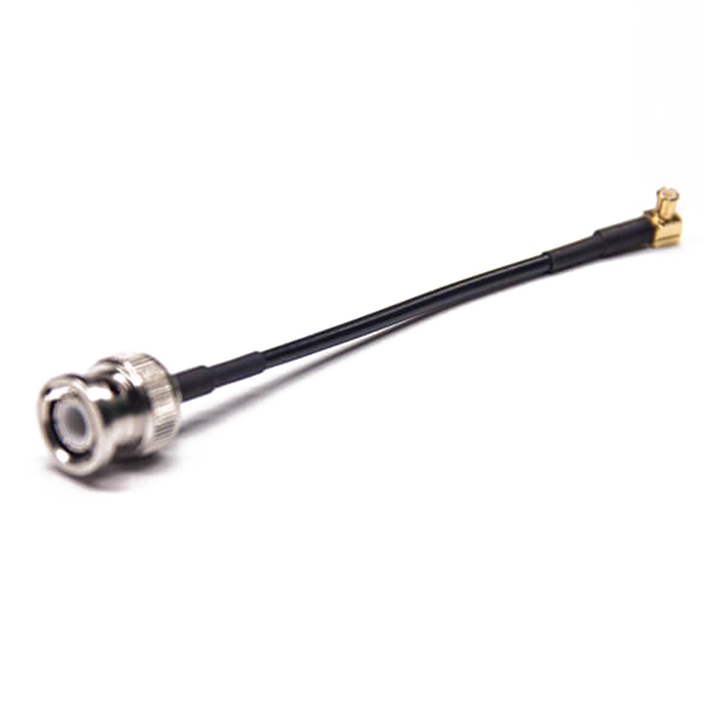 BNC Plug to MCX Plug Right Angle RF Cable Assembly With 15cm 50 Ohm RG174 Coax