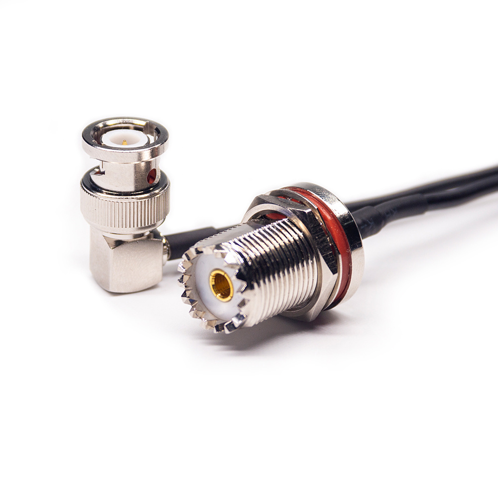 BNC Male Right Angle to UHF Female Bulkhead Cable Assembly With 20cm 50 Ohm RG174 Coaxial Cable