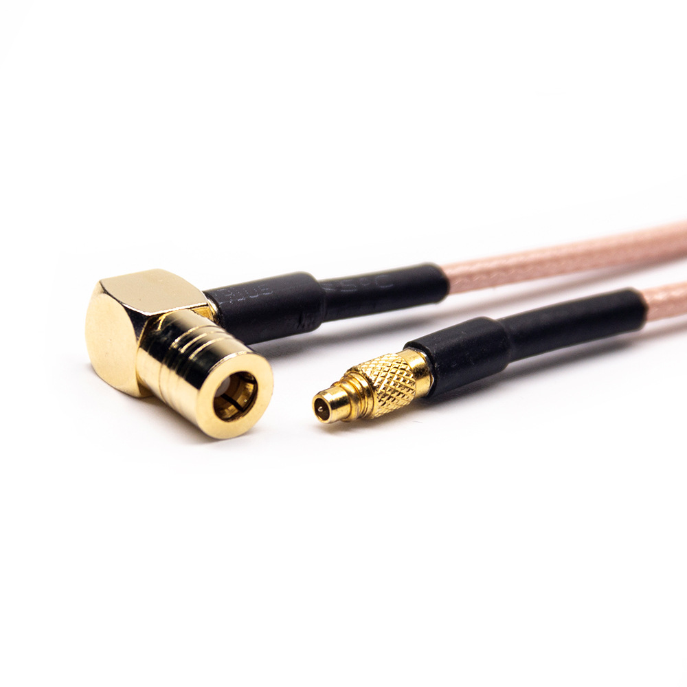 MMCX Male to SMB Male Right Angle RF Cable Assemblies With 20cm 50Ohm RG316 Cable