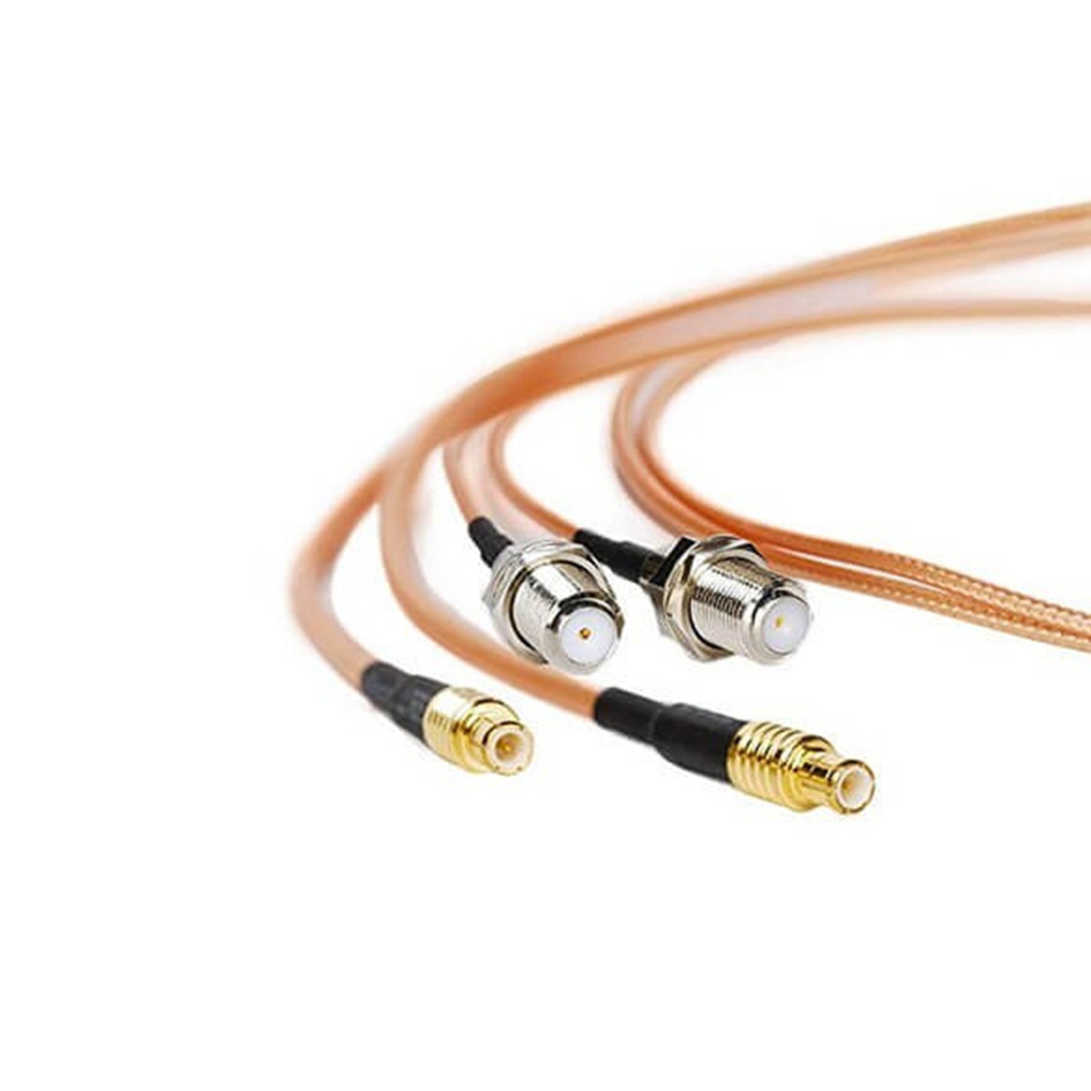 MCX Male to F Female Bulkhead RF Cable Assembly With 2m 50Ohm RG316 Coax