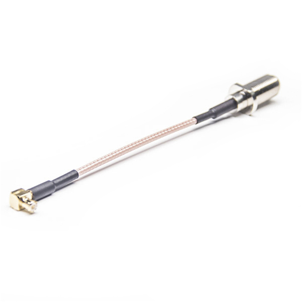 MCX Male Right Angle to F Female Bulkhead RF Cable Assembly With 10cm 50Ohm RG316 Coax