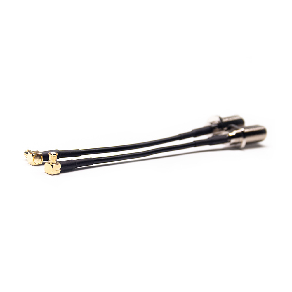 MCX Male Right Angle to F Female Bulkhead RF Cable Assembly With 10cm 50Ohm RG174 Coax