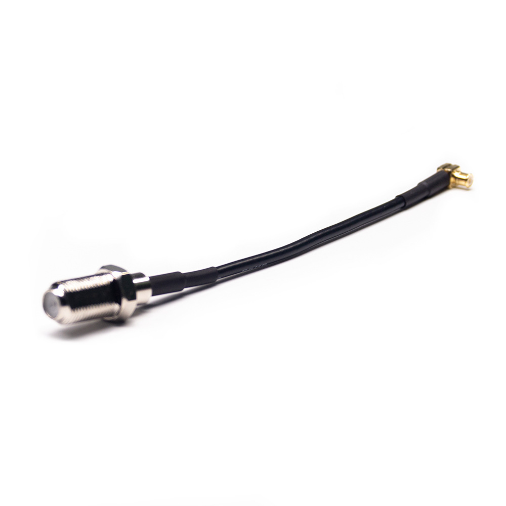 MCX Male Right Angle to F Female Bulkhead RF Cable Assembly With 10cm 50Ohm RG174 Coax