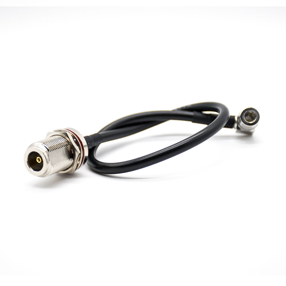 N Female Bulkhead to QMA Female Right Angle RF Cable Assembly With 20cm 50Ohm LMR195 Cable