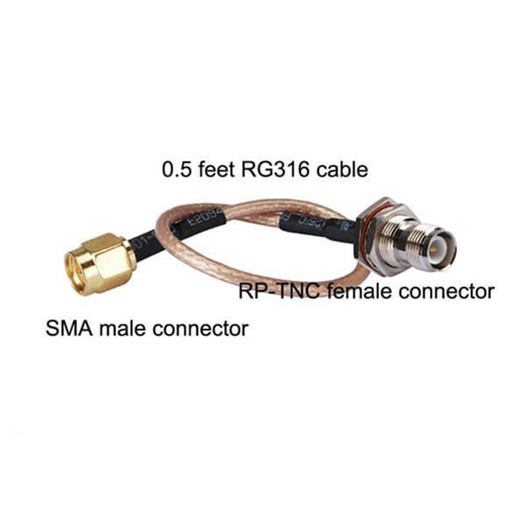 SMA Male to RP TNC Female Bulkhead RF Cable Assembly With 15cm 50 Ohm RG316 Coax