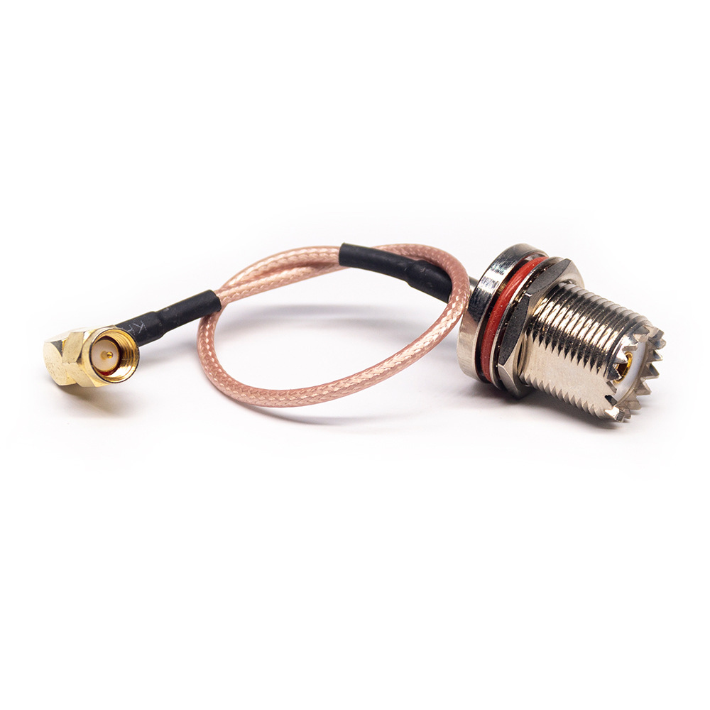SMA Male Right Angle to UHF Female Bulkhead Cable Assembly With 20cm 50Ohm RG316 Cable