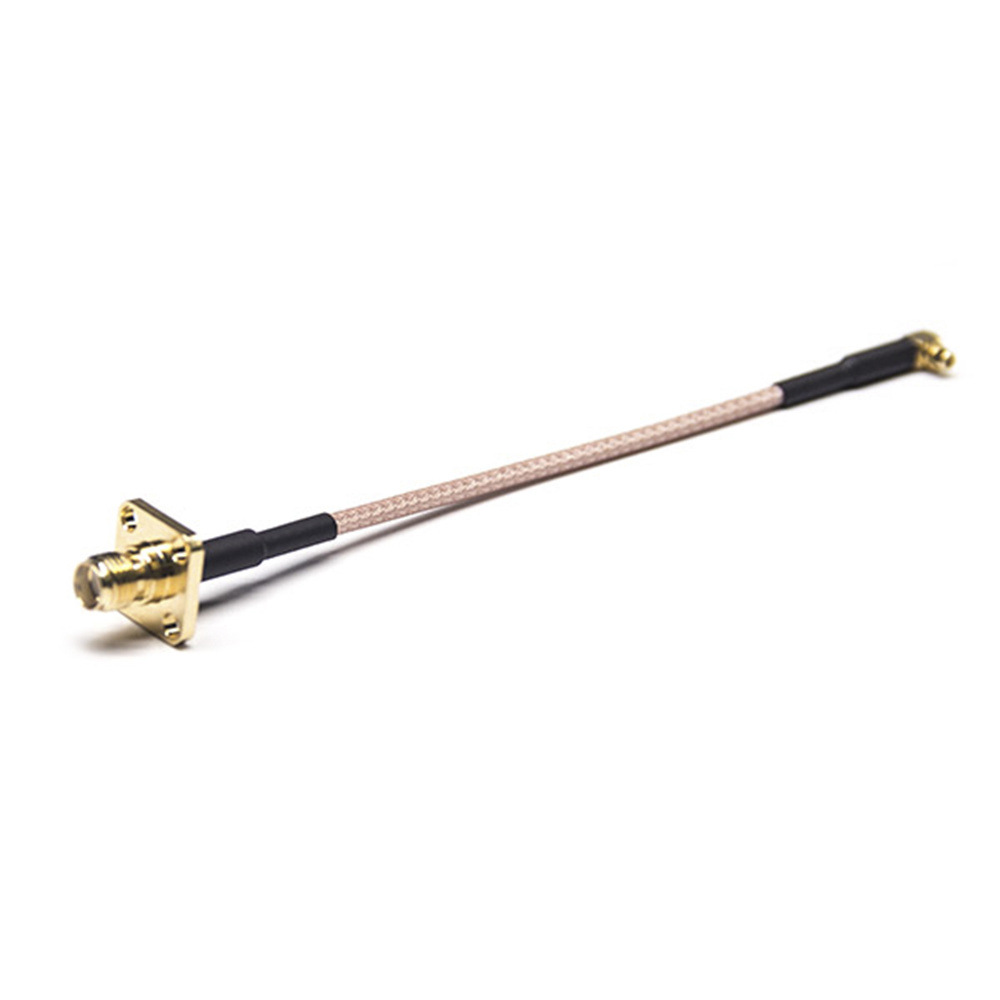 Flange Mount SMA Jack to Right Angle MMCX Plug RF Cable Assemblies 10cm RG316 Cable 50ohm