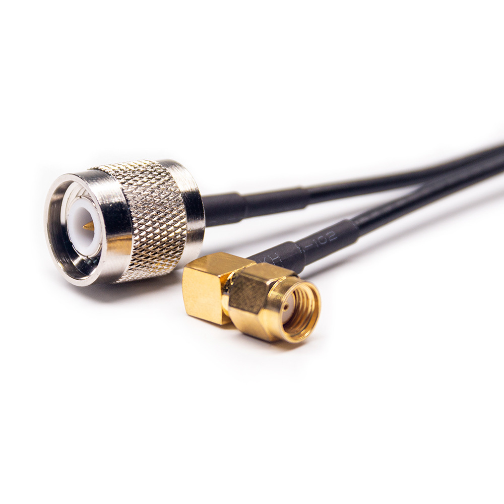 RP SMA Male Right Angle to TNC Male RF Cable Assembly With 20cm 50 Ohm RG174 Coax