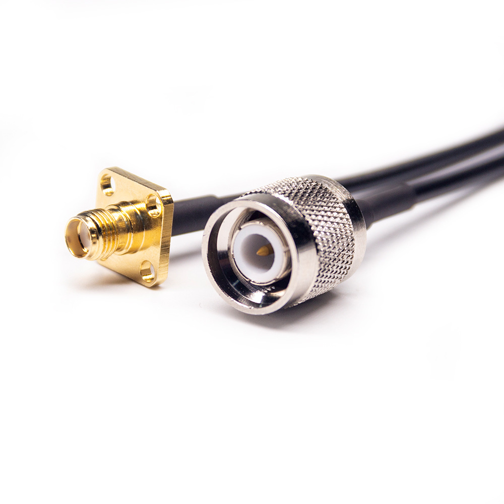 SMA Female Flange to TNC Male RF Cable Assembly With 50cm 50 Ohm RG174 Coax