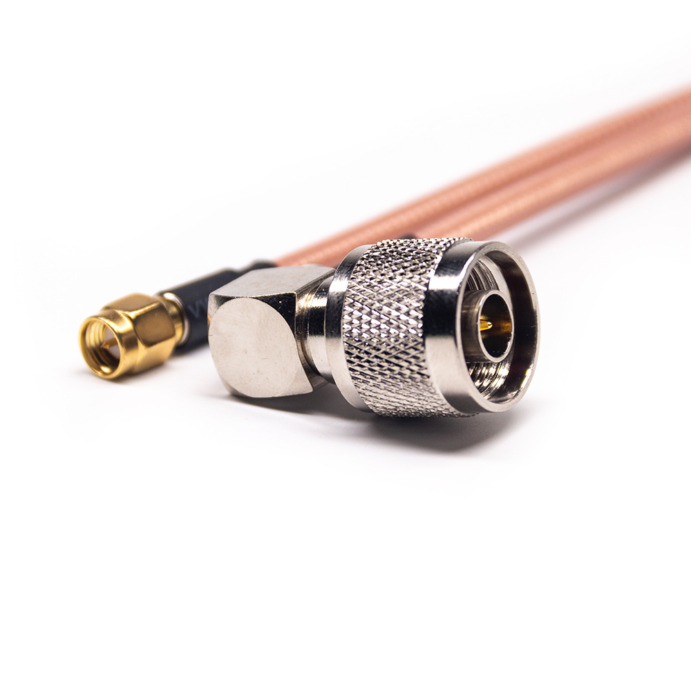 SMA Plug to Right Angle N Plug RF Cable Assemblies 30cm RG142 Cable 50ohm