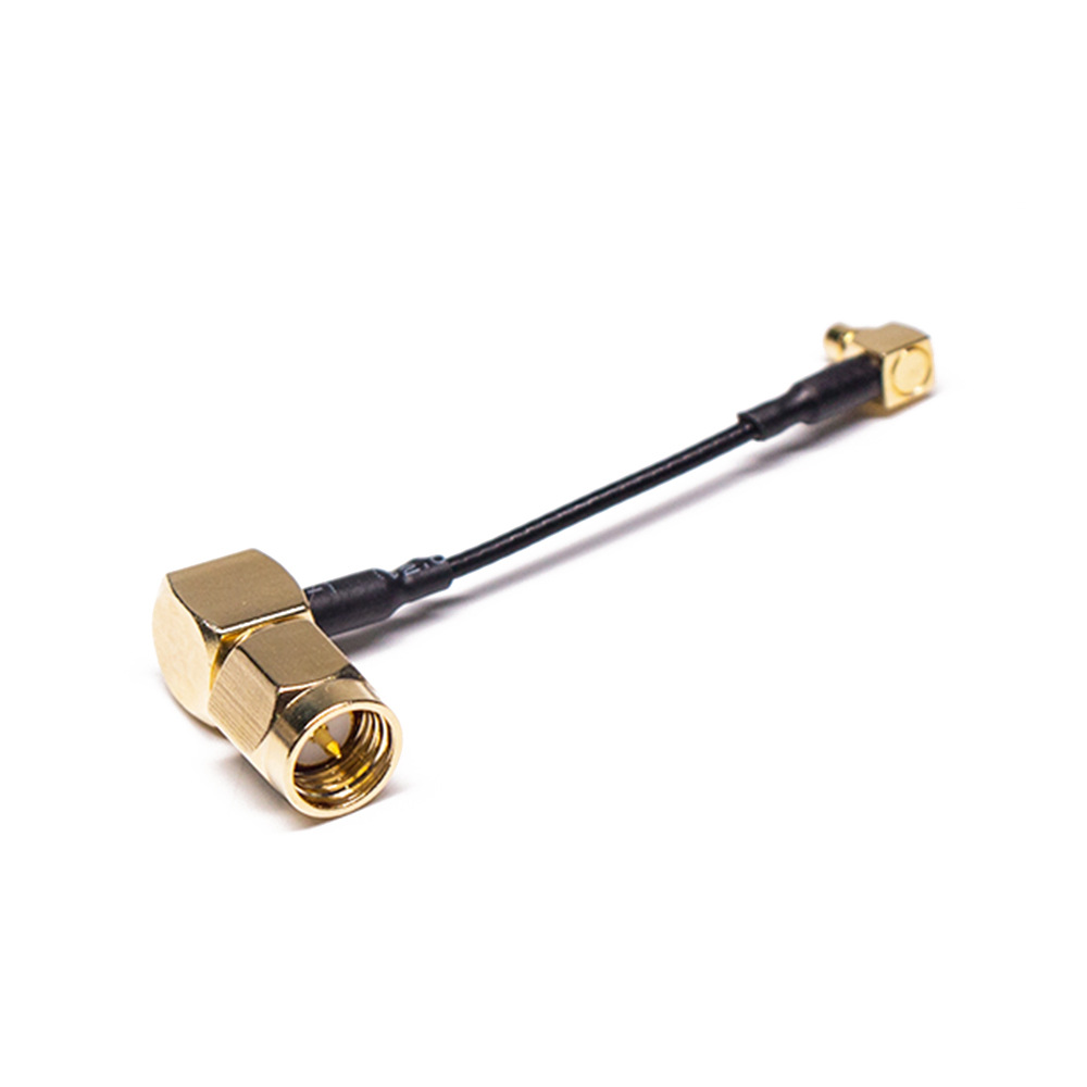 Right Angle SMA Plug to Right Angle MMCX Plug RF Pigtail Cable  5cm 1.37mm Coaxial Cable 50ohm