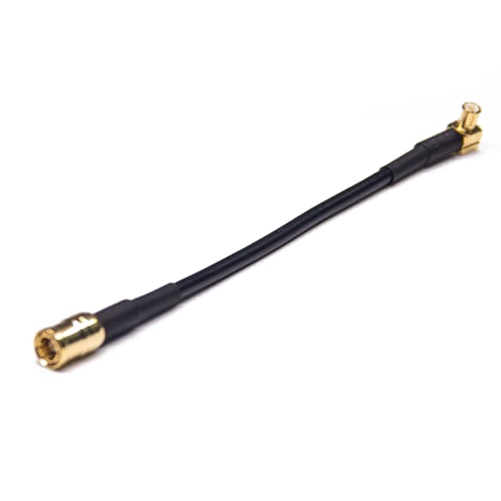 MCX Male Right Angle to SMB Male RF Cable Assembly With 10cm 50Ohm RG174 Coax