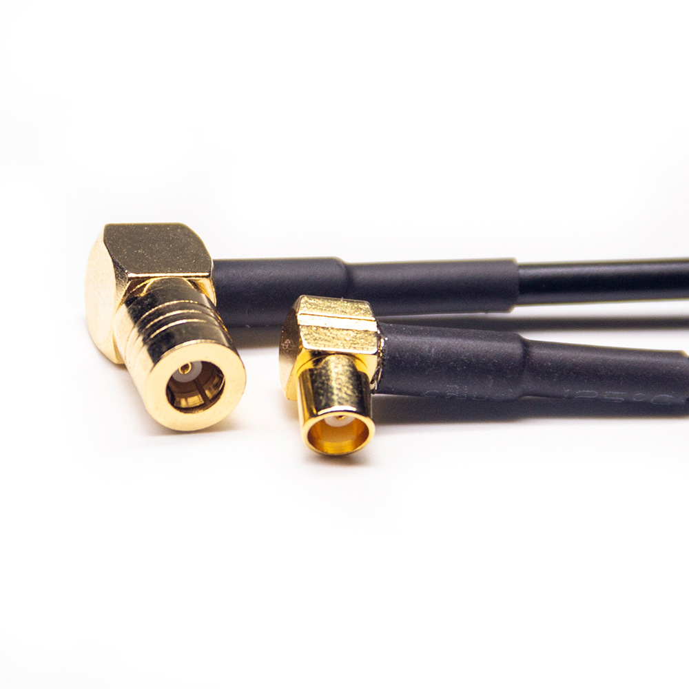MCX Female Right Angle to SMB Male Right Angle RF Cable Assembly With 10cm 50Ohm RG174 Coax