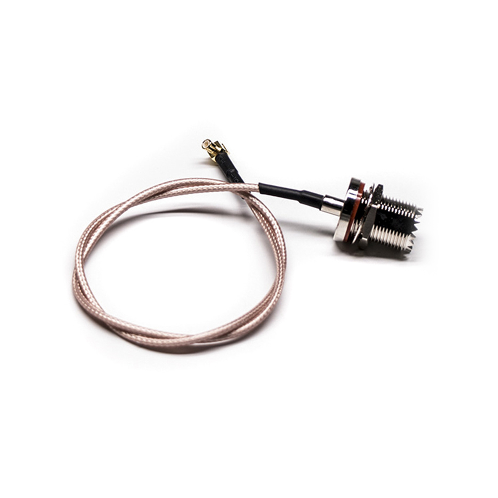 MCX Male Right Angle to UHF Female Bulkhead Cable Assembly With 50cm 50Ohm RG316 Coax