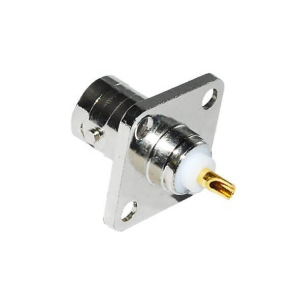 Coaxial Connector BNC Straight Jack Female Pin Panel Mount Four Flange