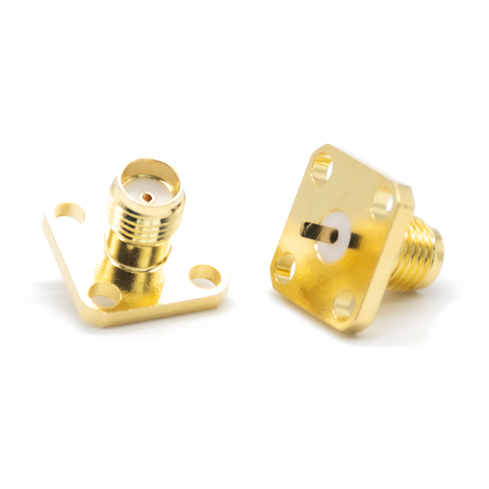 Coaxial Connector SMA Straight Jack Female Pin  Panel Mount Four Flange 50 Ohm