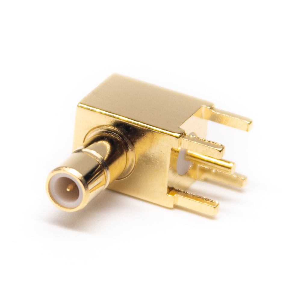Coaxial Connector SMB Right Angle Jack Male Pin Panel Mount Through Hole 50 Ohm