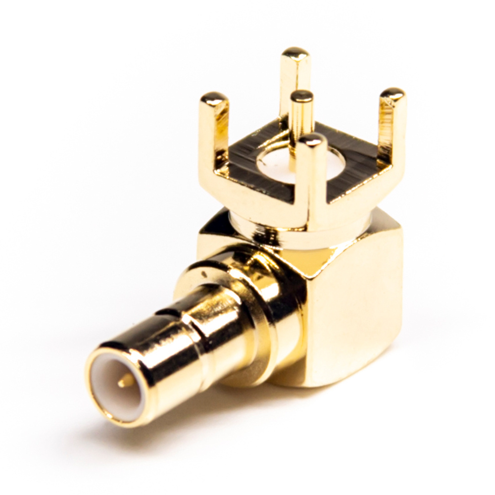Coaxial Connector SMB Right Angle Jack Male Pin  Panel Mount Through Hole 50 Ohm