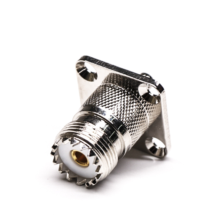 Straight UHF Jack Clamp Panel Mount 4 Hole Flange