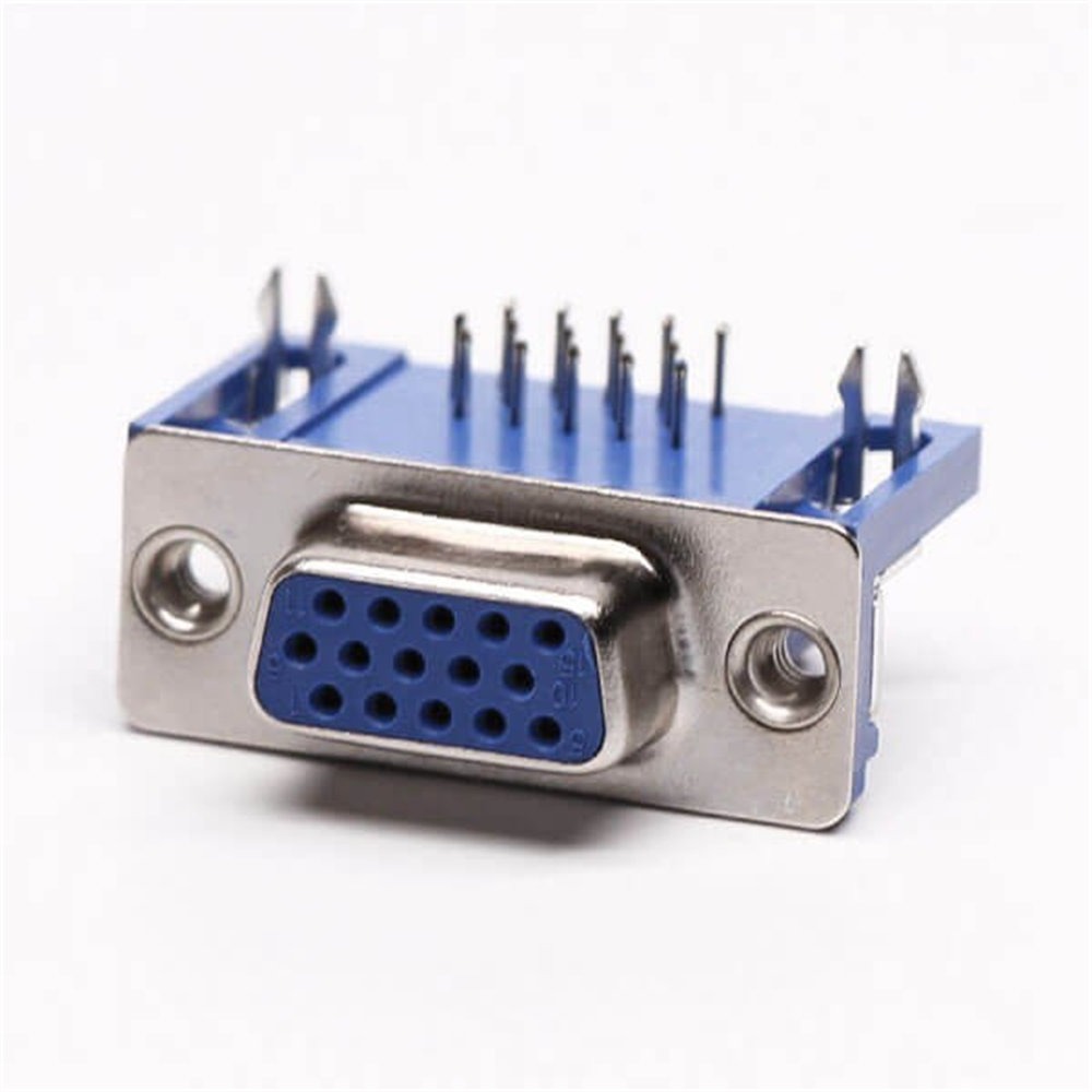 Renhotec D-sub 高密度 HD15 R/A メスコネクタ、PCB マウント、スルーホール、2.29mm ピッチ、ネジロック